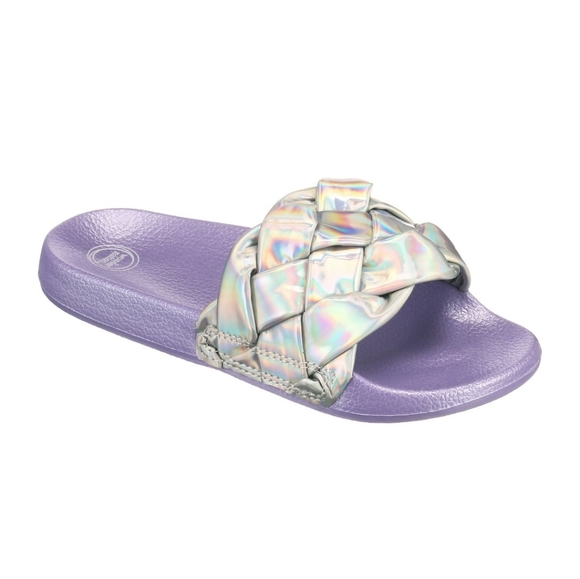 WONDER NATION Girls Iridescent Braid Slide Sandals - Picture 1 of 8